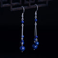 Buddha Stones 925 Sterling Silver Lazurite Beads Serenity Drop Earrings