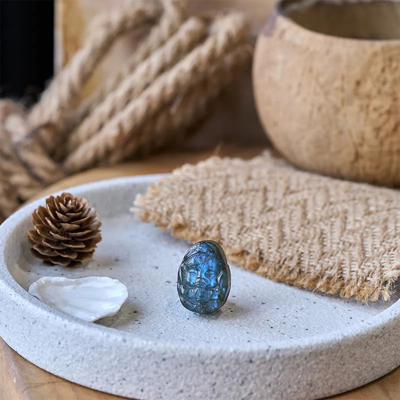 Buddha Stones Ganesh Elephant Figurine Natural Labradorite Healing Protection Statue Home Decoration