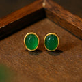FREE Today: Strength and Blessing 925 Sterling Silver Golden Green Chalcedony Earrings