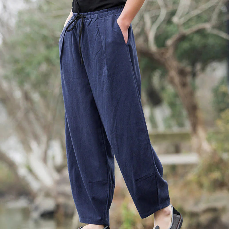 Buddha Stones Plain Casual Bloomer Men's Pants With Pockets