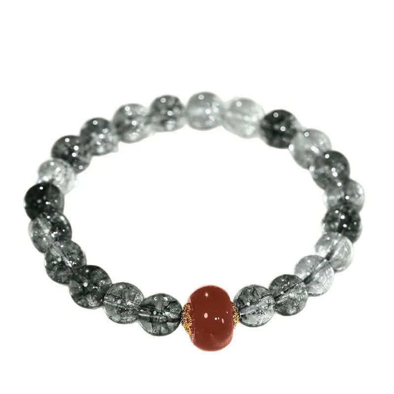Buddha Stones Green Phantom Red Agate Positive Bracelet