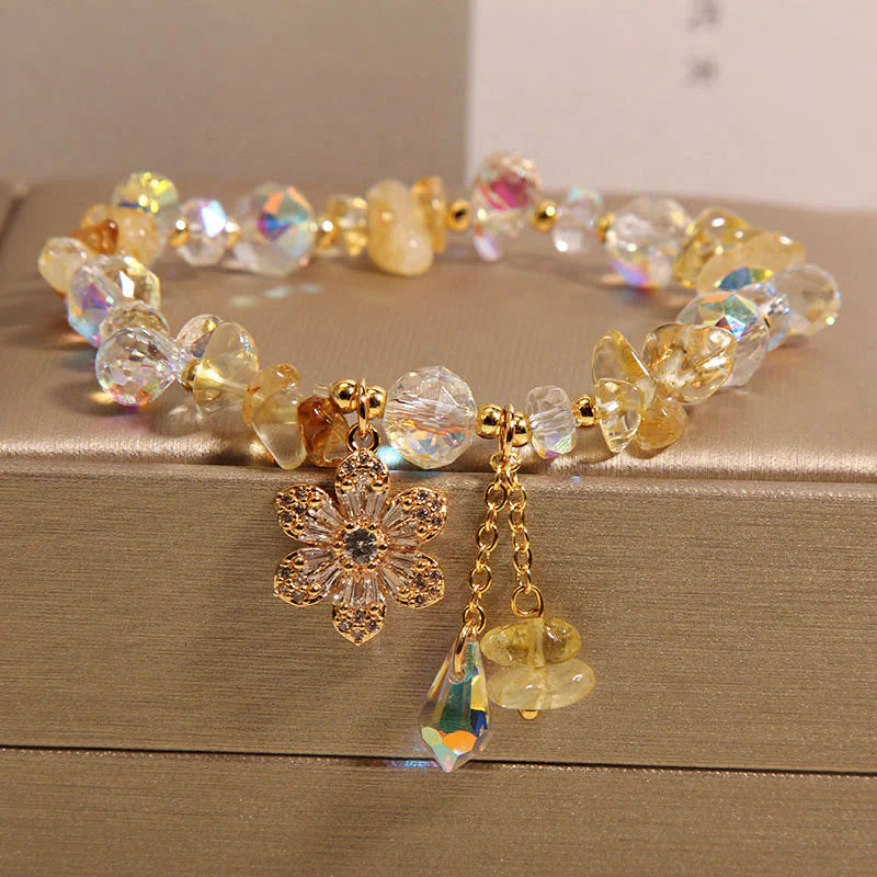 Buddha Stones Amethyst Citrine White Crystal Zircon Flower Spiritual Healing Bracelet