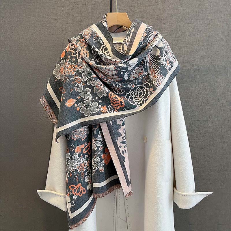Buddha Stones Fall Phoenix Flowers Pattern Soft Scarf Shawl