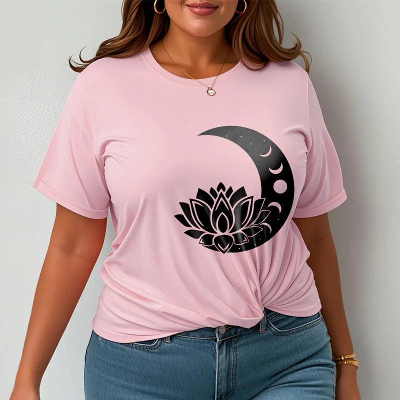 Buddha Stones Crescent Moon Lotus Flower Sun Tee T-shirt