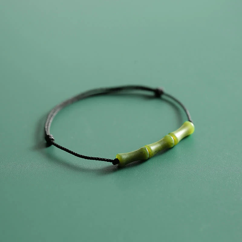 Buddha Stones Green Bamboo Jade Pattern Luck Abundance Bracelet
