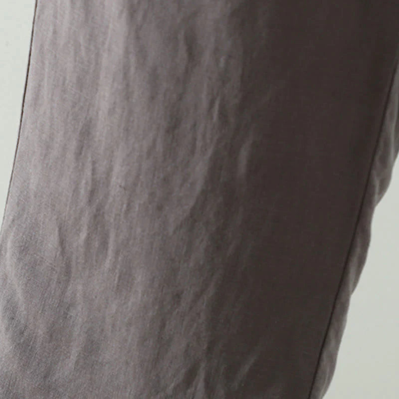 Buddha Stones Winter Contrasting Drawstring Cotton Linen Women's Wide Leg Pants With Pockets