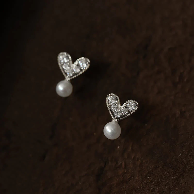 Buddha Stones 925 Sterling Silver Plated With Gold Heart Design Sincerity Earrings
