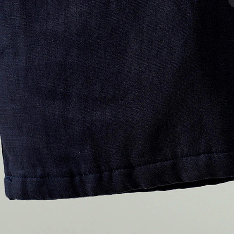 Buddha Stones Winter Contrasting Drawstring Cotton Linen Women's Wide Leg Pants With Pockets