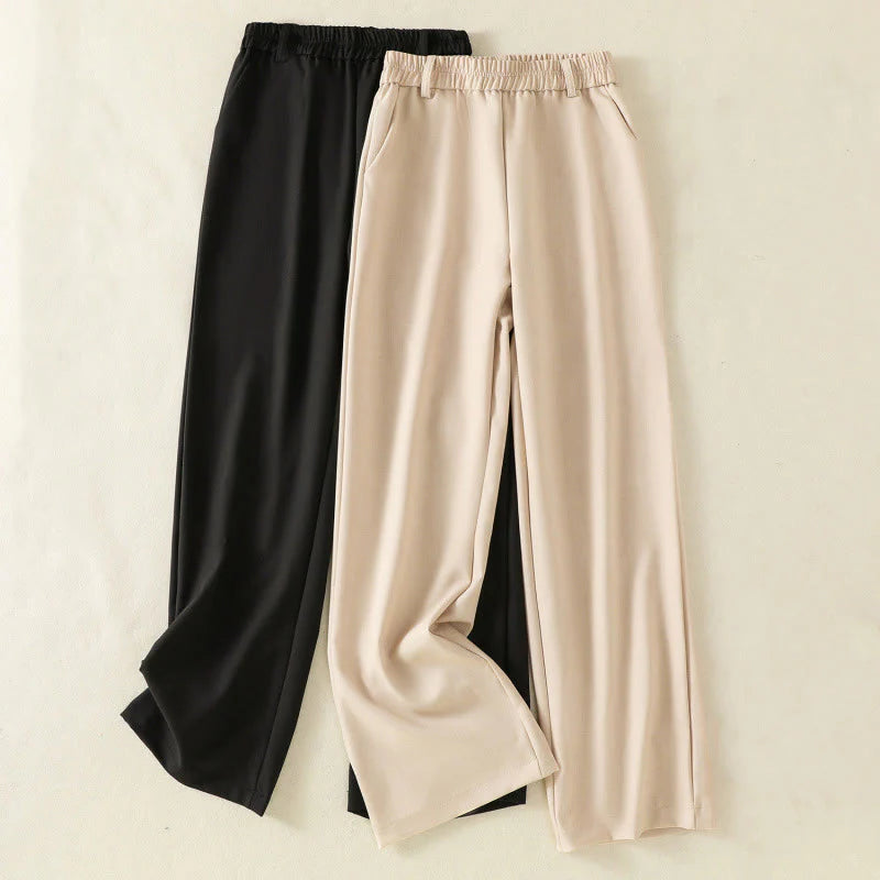 Buddha Stones Vintage Elastic Waistband Design Drawstring Women's Cotton Pants With Pockets