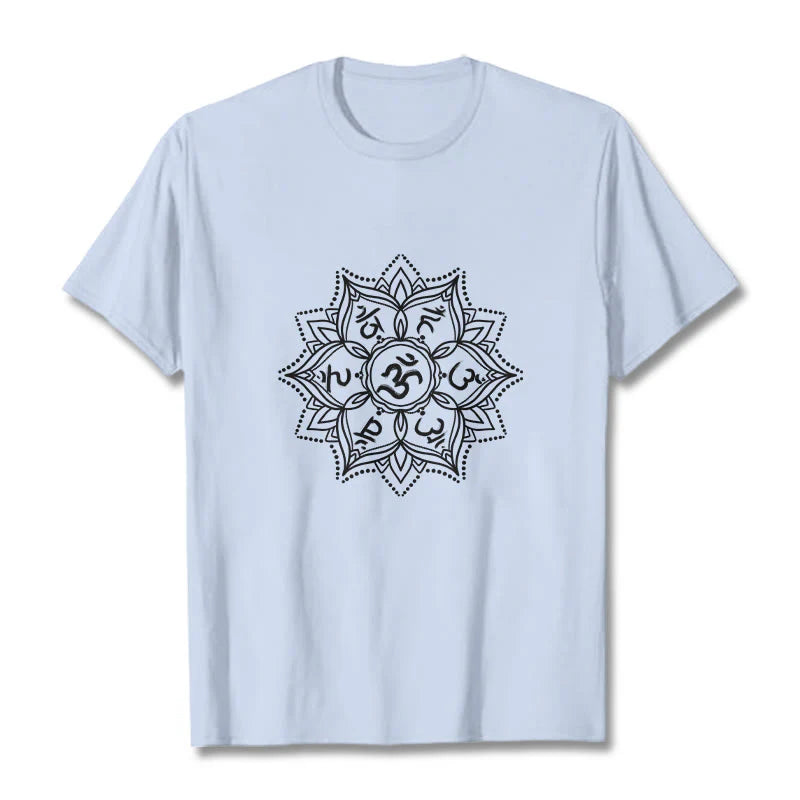 Buddha Stones Mandala Flower Om Mani Padme Hum Sanskrit Mantra Tee T-shirt