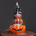 Buddha Stones Halloween Pumpkins Ghost Resin Backflow Smoke Fountain Incense Burner Decoration