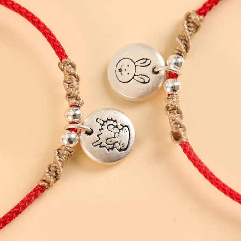 Buddha Stones Handmade 999 Sterling Silver Year of the Dragon Cute Chinese Zodiac Luck Braided Bracelet (Extra 35% Off | USE CODE: FS35)