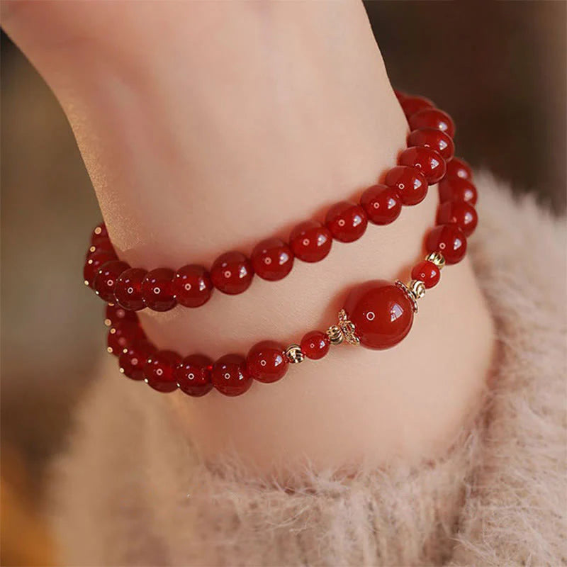 Buddha Stones Double Wrap Red Agate Beaded Self-acceptance Confidence Bracelet