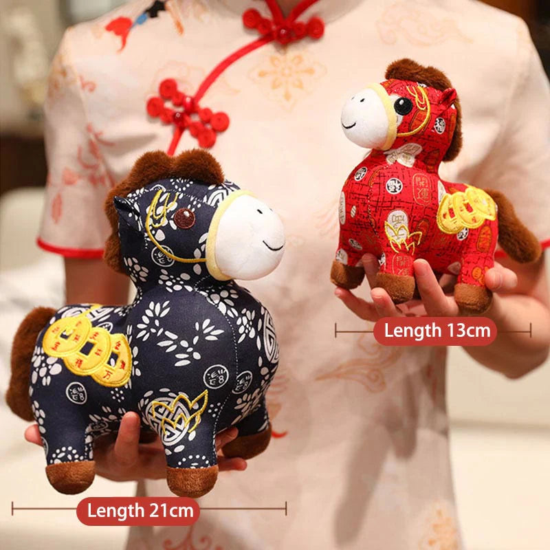 Buddha Stones Year of the Horse Copper Coins Plush Doll Home Decoration