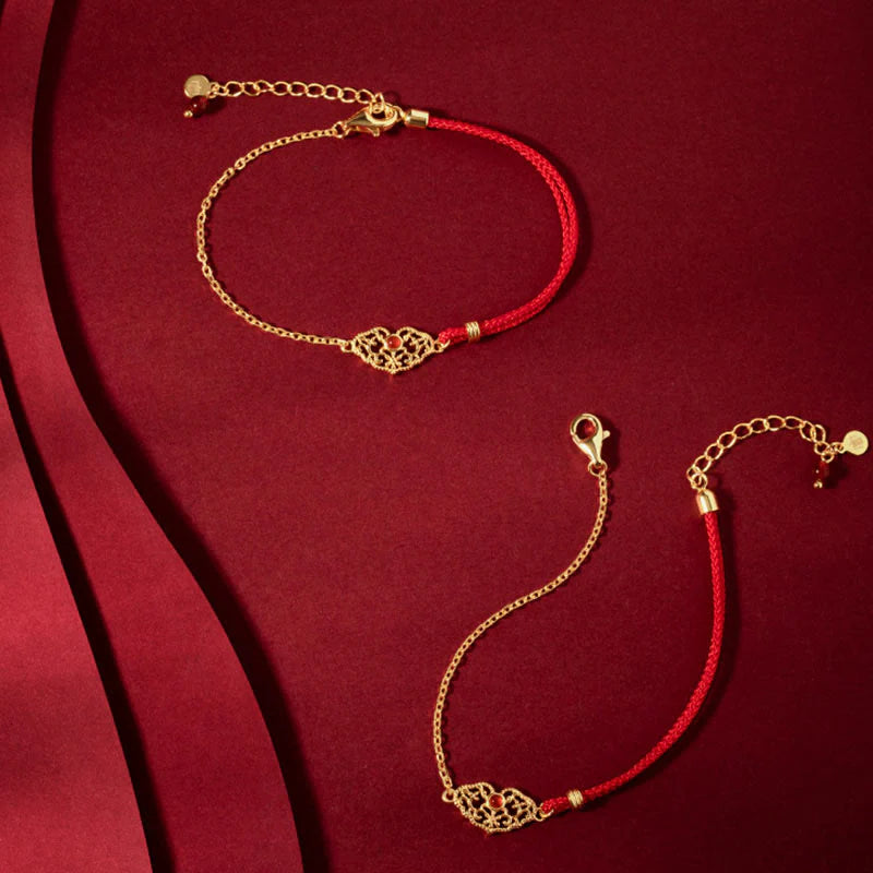 Buddha Stones Lock of Good Wishes Luck Strength Chain Bracelet