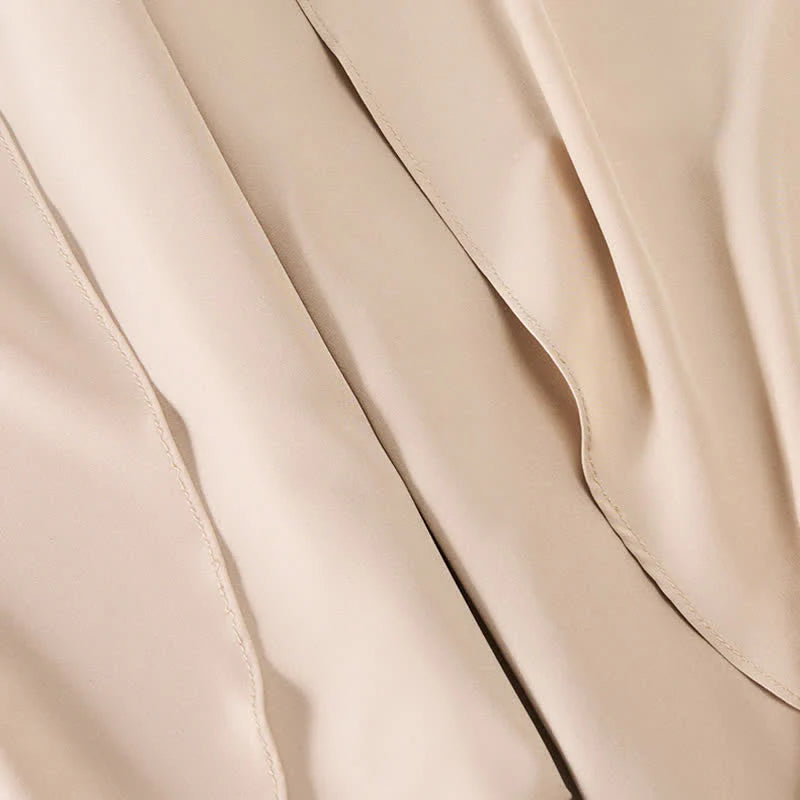 Buddha Stones Elegant Plain Side-Slit Drawstring Bow Design High Waist Women's Wide Leg Pants