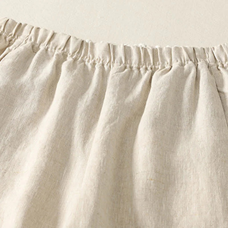 Buddha Stones Daily Plain Simple Design Cotton Linen Women's Pants With Pockets