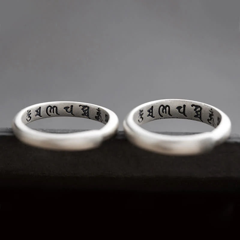 Buddha Stones 990 Sterling Silver Six True Words Om Mani Padme Hum Love Peace Ring (Extra 35% Off | USE CODE: FS35)