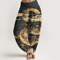 Buddha Stones Cotton Auspicious Clouds With Snake Pattern Women's Elastic Waist Harem Pants