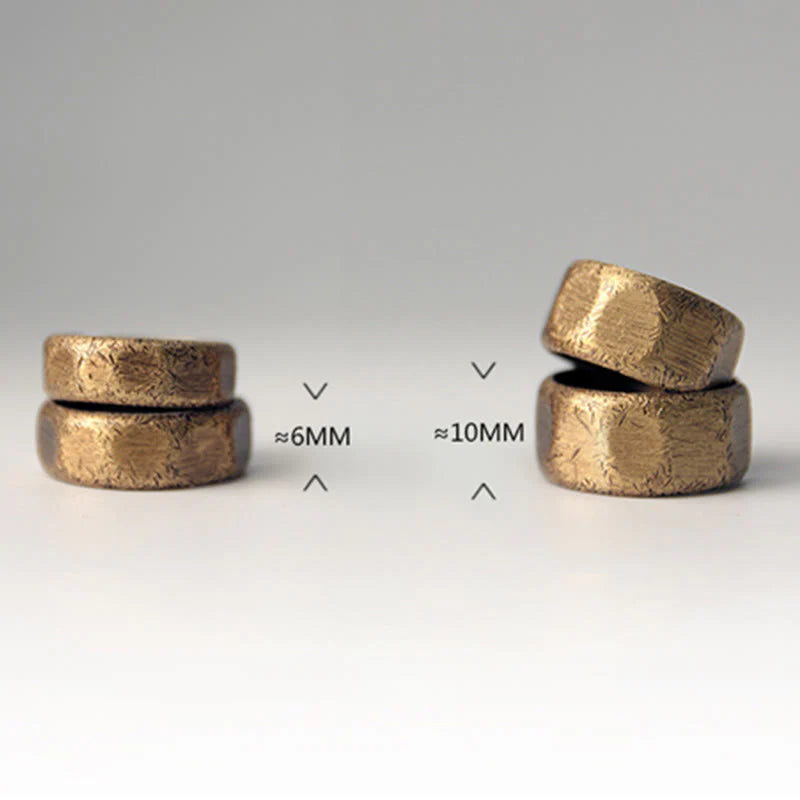 Buddha Stones Tibetan Simple Design Copper Brass Frosted Wealth Ring