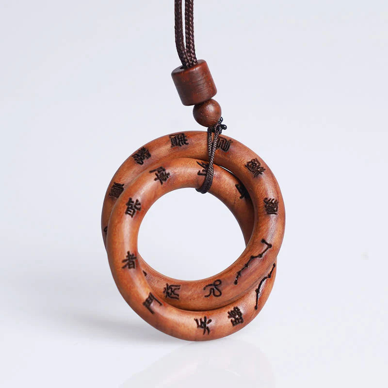 Buddha Stones Lightning Struck Jujube Wood Taoist Yin Yang Ring Qiankun Circle Leizu Taboo Luck Necklace Pendant