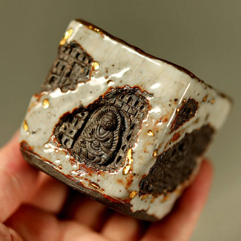 Buddha Stones Hand-painted Dunhuang Buddha Shino Ceramic Teacup Kung Fu Tea Cup