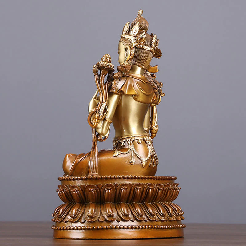 Buddha Stones Bodhisattva Green Tara Figurine Protection Brass Copper Statue Home Offering Decoration
