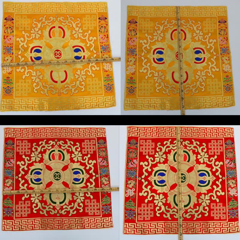 Buddha Stones Flower Endless Knot Prayer Altar Mat Healing Meditation 8 Auspicious Symbols Mat Table Runner