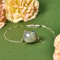 Buddha Stones 925 Sterling Silver Faceless Cat Head Natural Labradorite Healing Bracelet