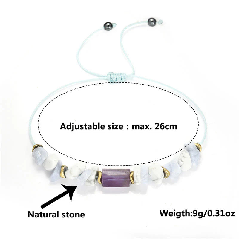 Buddha Stones De-Stress Amethyst Blue Lace Agate Howlite Healing Bracelet