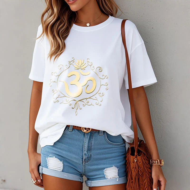 Buddha Stones Om Symbol Vines Lotus Flower Tee T-shirt