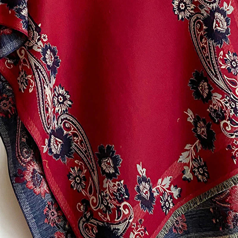 Buddha Stones Fall Cashew Flower Vines Pattern Warm Cozy Scarf Shawl