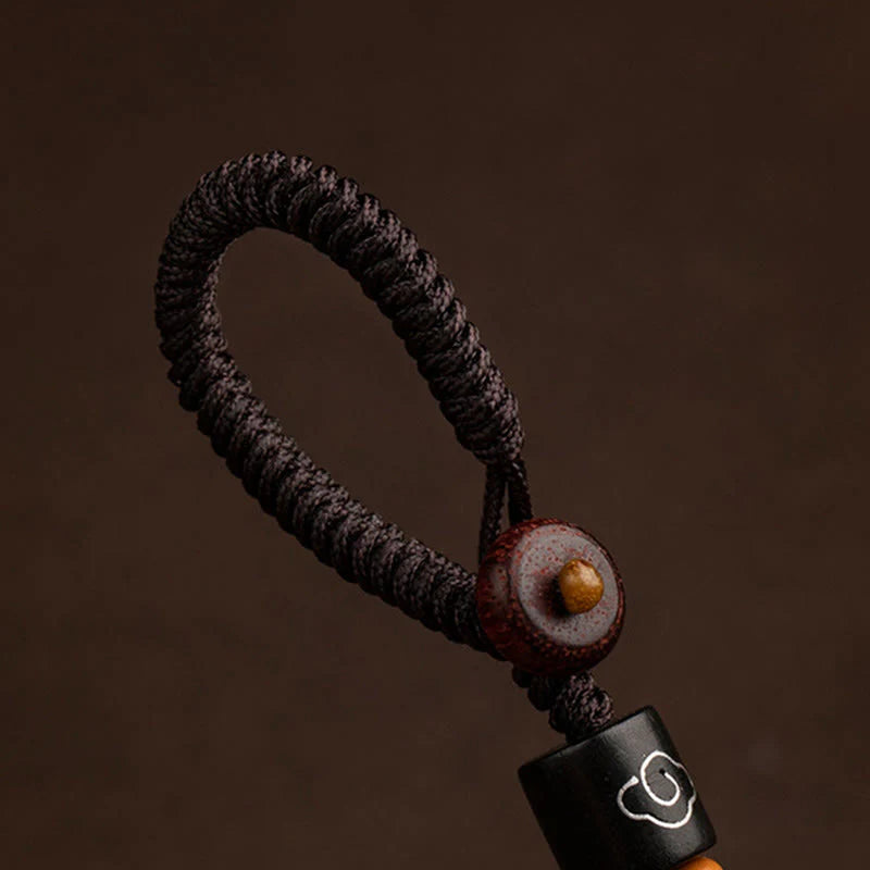 Buddha Stones Chinese Zodiac Natal Buddha Year of the Horse Om Mani Padme Hum Lotus Ebony Blessing Key Chain