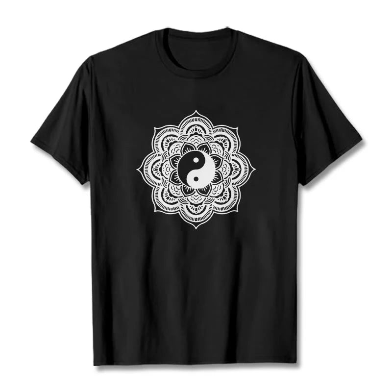 Buddha Stones Mandala Yin Yang Cotton Tee T-shirt