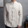 Buddha Stones Solid Color Casual Frog-button Men's Shirt Clothing