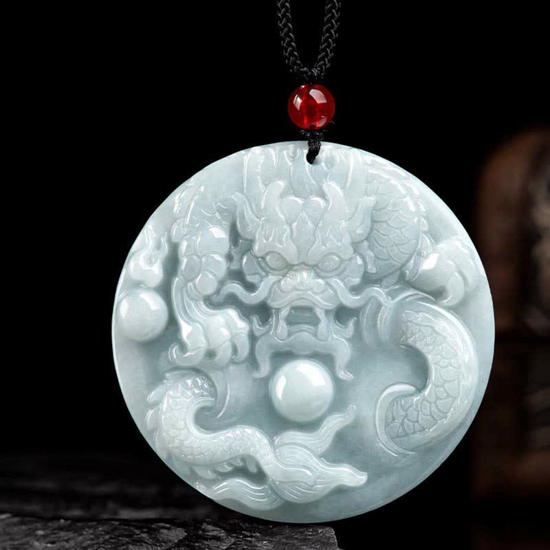 âââA Flash Sale- Buddha Stones Chinese Zodiac Dragon Jade Success Amulet String Necklace