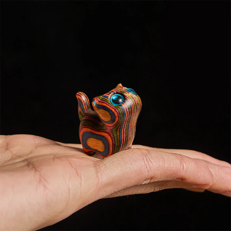 Buddha Stones Carved Cute Kitten Rainbow Eucalyptus Reduce Stress Decoration