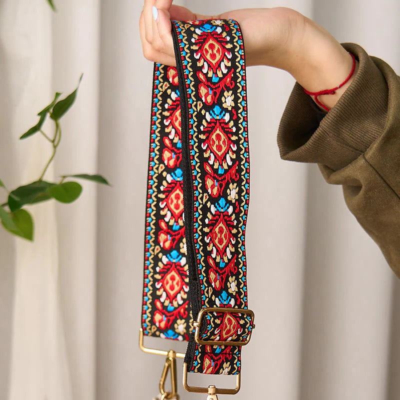 Buddha Stones Bohemian Flower Geometric Stripes Embroidery Adjustable Handbags Crossbody Shoulder Bag Purse Straps Replacement