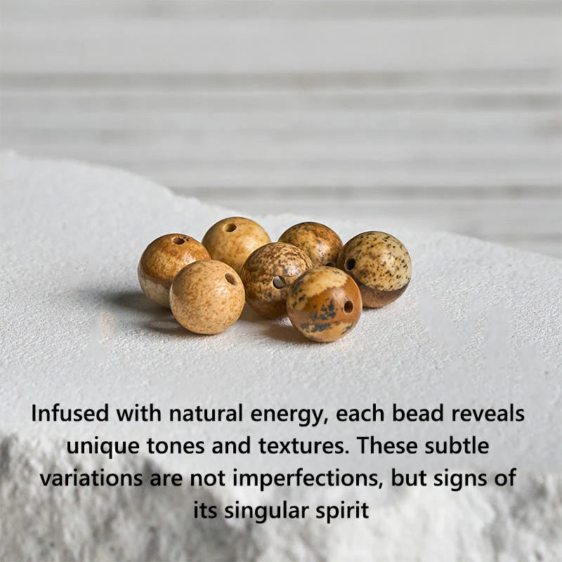 Buddha Stones Natural Frosted Black Onyx Picture Jasper Fortune Bracelet