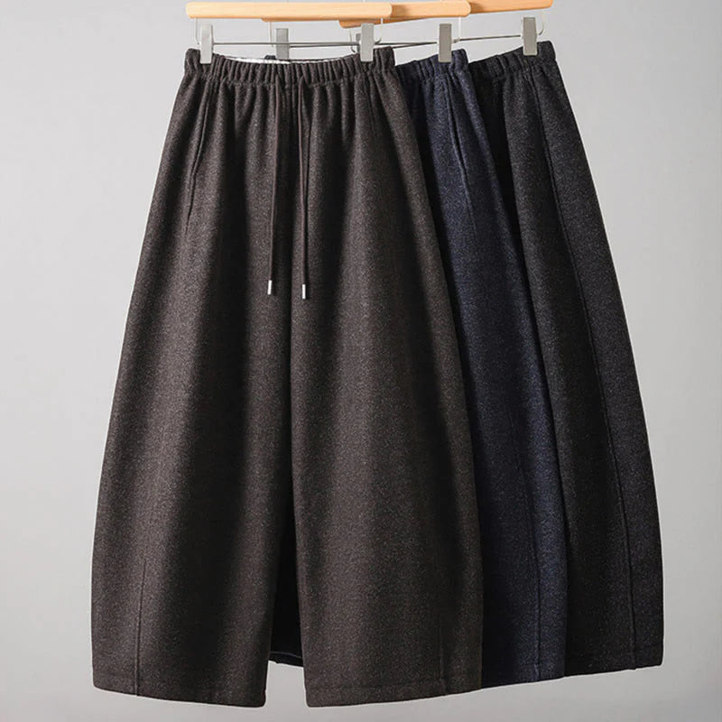 Buddha Stones Plain Cotton Lace-Up Design Thick Women's Pants With Pockets