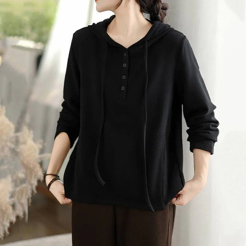 Buddha Stones Winter Solid Color Cotton Long Sleeve Women's Hoodie Has Hood
