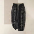 Buddha Stones Cotton Casual Lotus Flowers Double Dorje Vajra Namaste Om Design Women's Elastic Waist Pants With Pockets