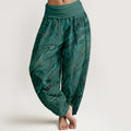 Buddha Stones Ripple High Elastic Waistband Women's Harem Pure Cotton Pants