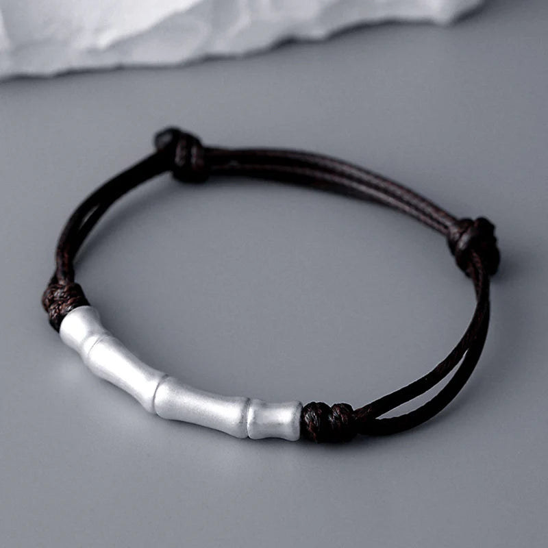 Buddha Stones 999 Sterling Silver Bone Pattern Luck Rope Braided Bracelet (Extra 35% Off | USE CODE: FS35)