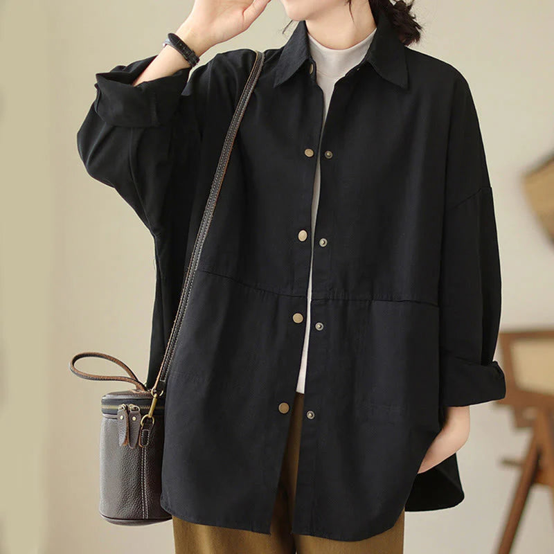 Buddha Stones Casual Solid Color Women's Long Sleeve Jacket With Pockets