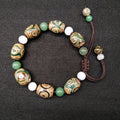 Buddha Stones Tibetan Three-eyed Dzi Bead Luck Protection Braided Bracelet