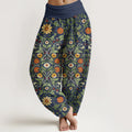 Buddha Stones Pure Cotton Colorful Flowers Vines Women's Elastic Waist Harem Pants