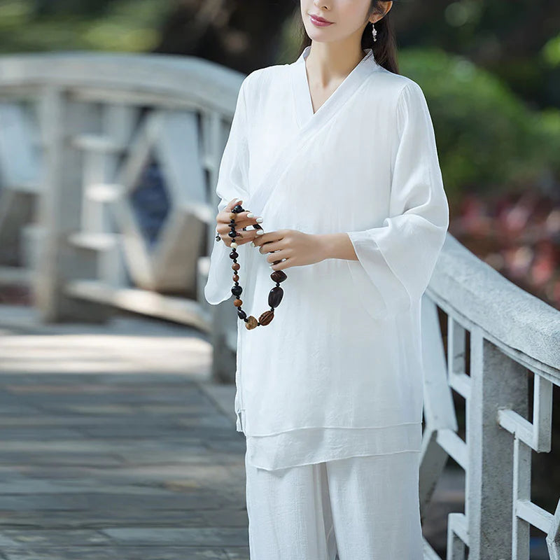 Buddha Stones Yoga Cotton Linen Clothing Uniform Meditation Zen Practice Women's Set (Extra 30% Off | USE CODE: FS30)