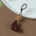 Buddha Stones Year Of The Horse Fu Character Small Leaf Red Sandalwood Various Sandalwood Balance Key Chain