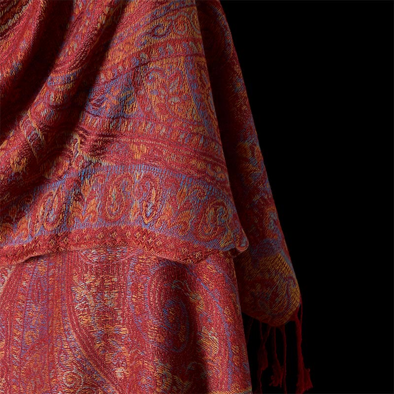 Buddha Stones Spring Cashew Flower Stripes Pattern Tassel Cozy Scarf Shawl